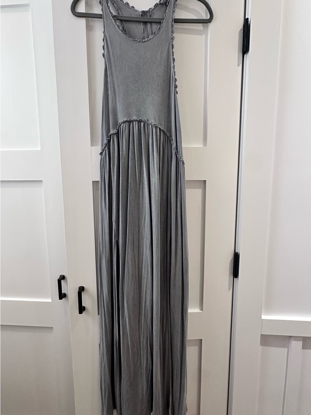 Three Bird Nest Gray Sleeveless Maxi Dress with Gathered Skirt